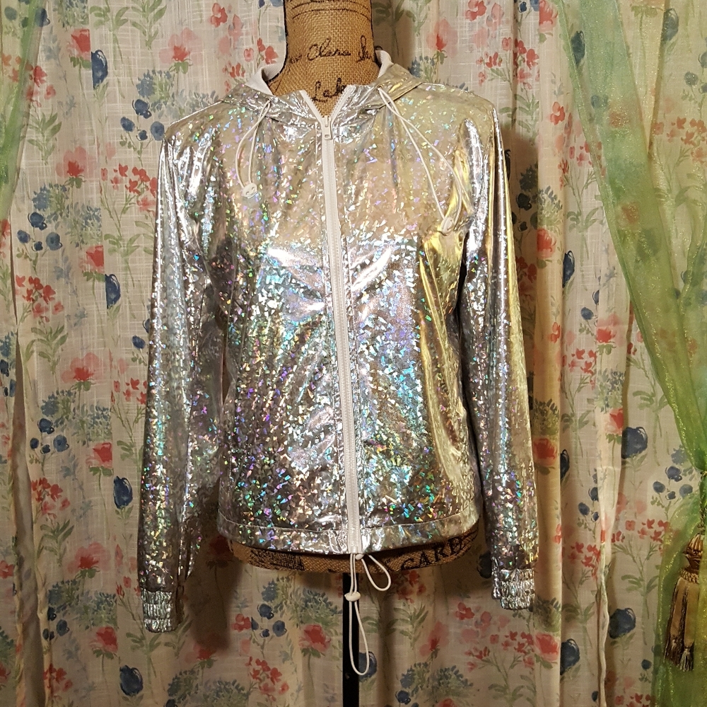 Hot & Delicious Silver Holographic Active Jacket